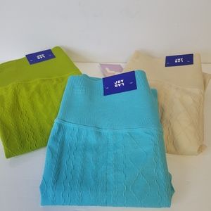 New Joy Lab Women's Seamless High Rise Cable Knit 7/8 Length Leggings-3 Pairs-L